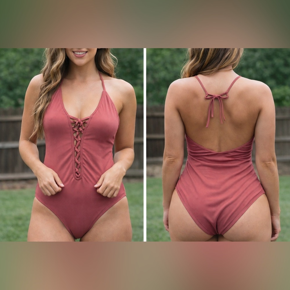 Xhilaration Dusty Rose One-Piece Swimsuit